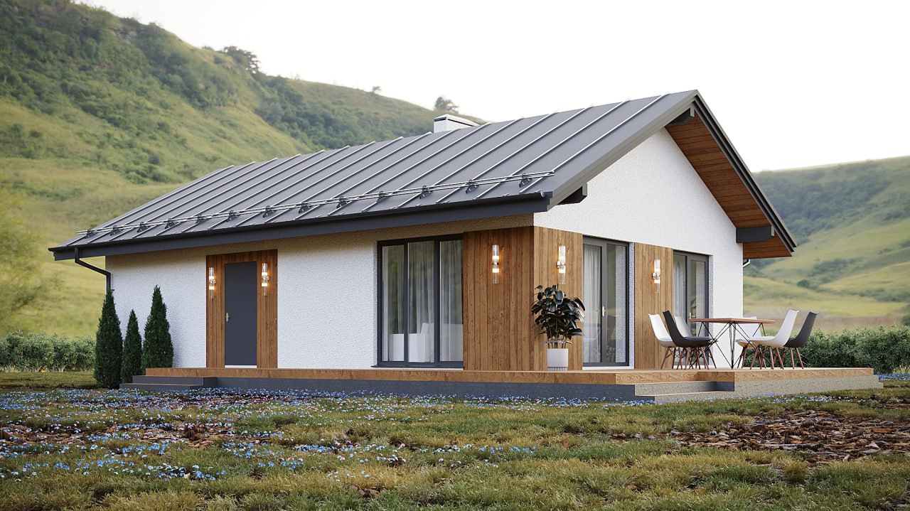 Загородный дом в современном стиле из газобетона